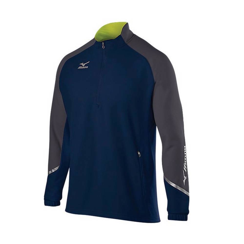 Maglione Mizuno Elite 1/2 Cerniera Uomo - Blu Marino/Grigie - 37926-GBFA